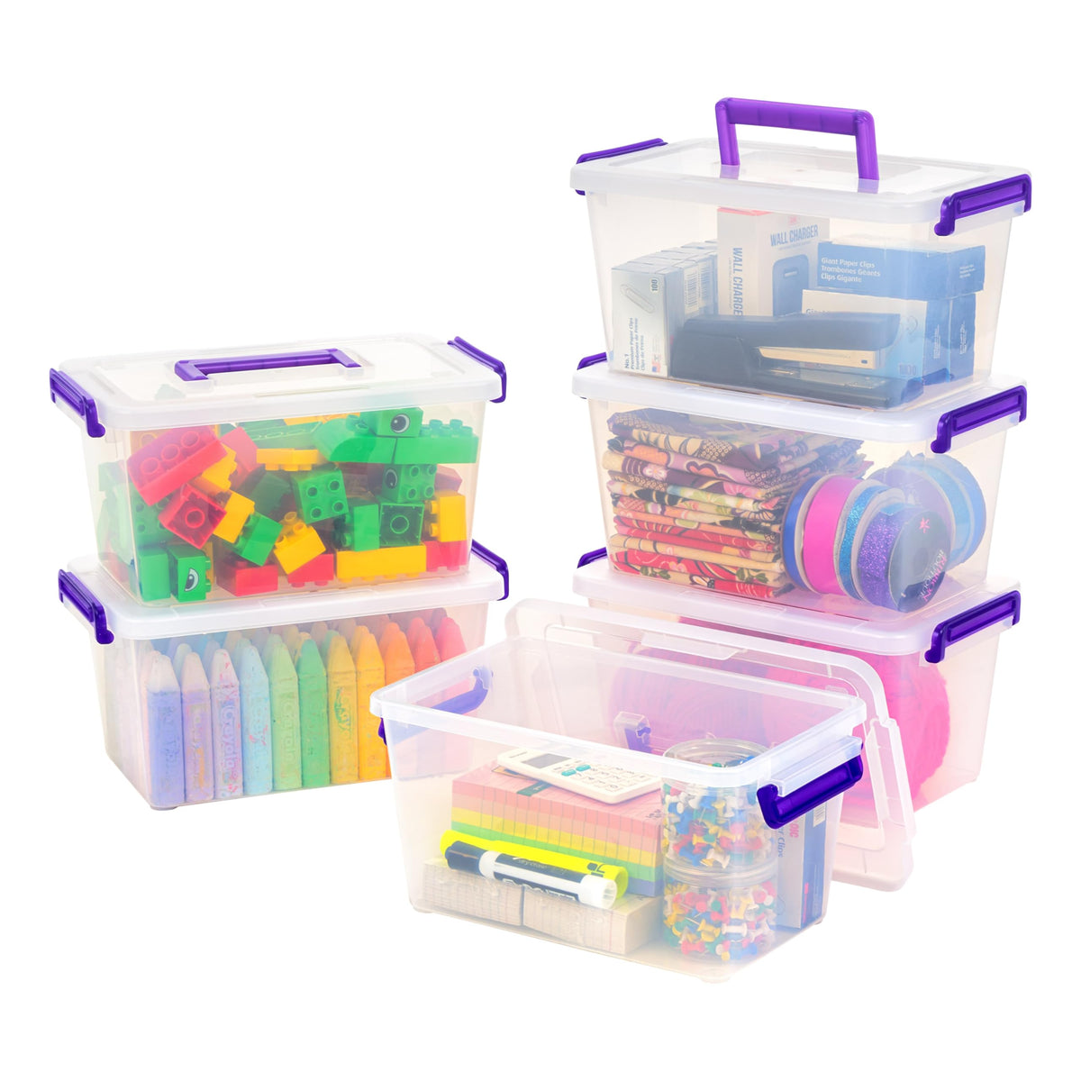 IRIS USA Storage Bins with Lids |Made in USA| 6 Qt - (6-Pack) - Clear