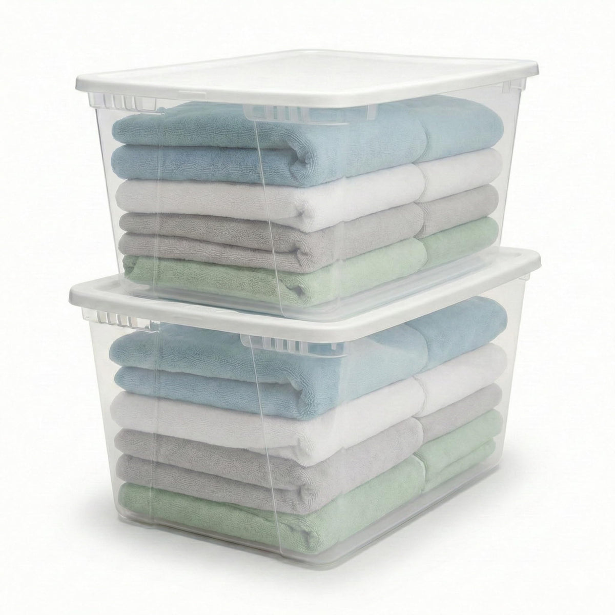 HOMZ Clear Plastic Storage Bins w/Snaplock Lids, 28 Qt, Gray, 2 Pack
