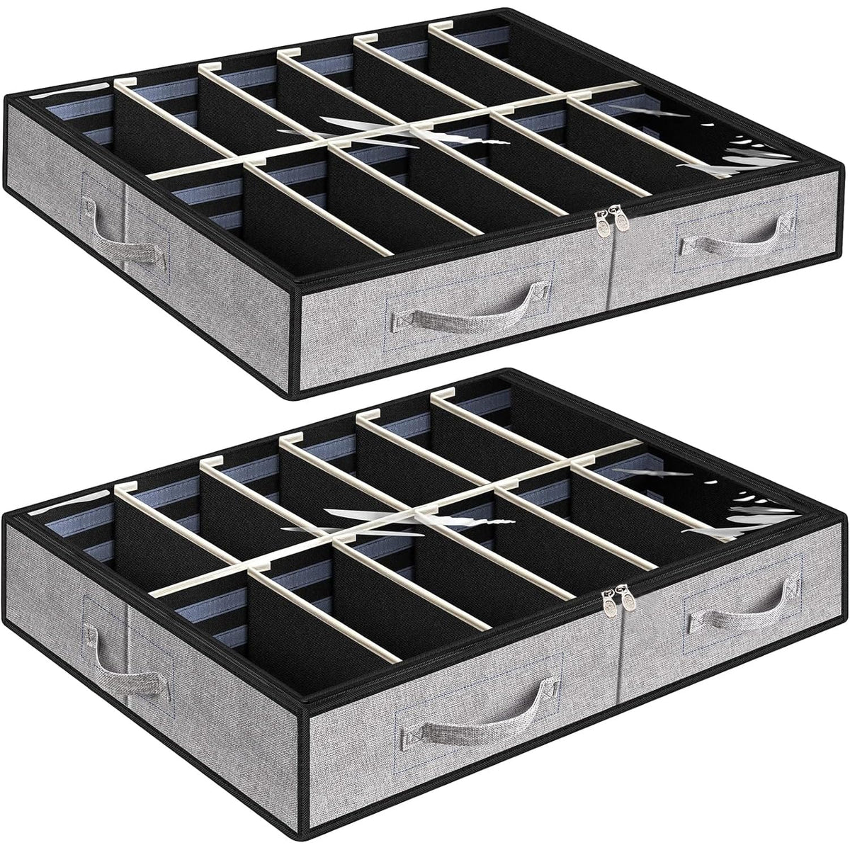 Set of 2, Under Bed Shoe Storage, Beige