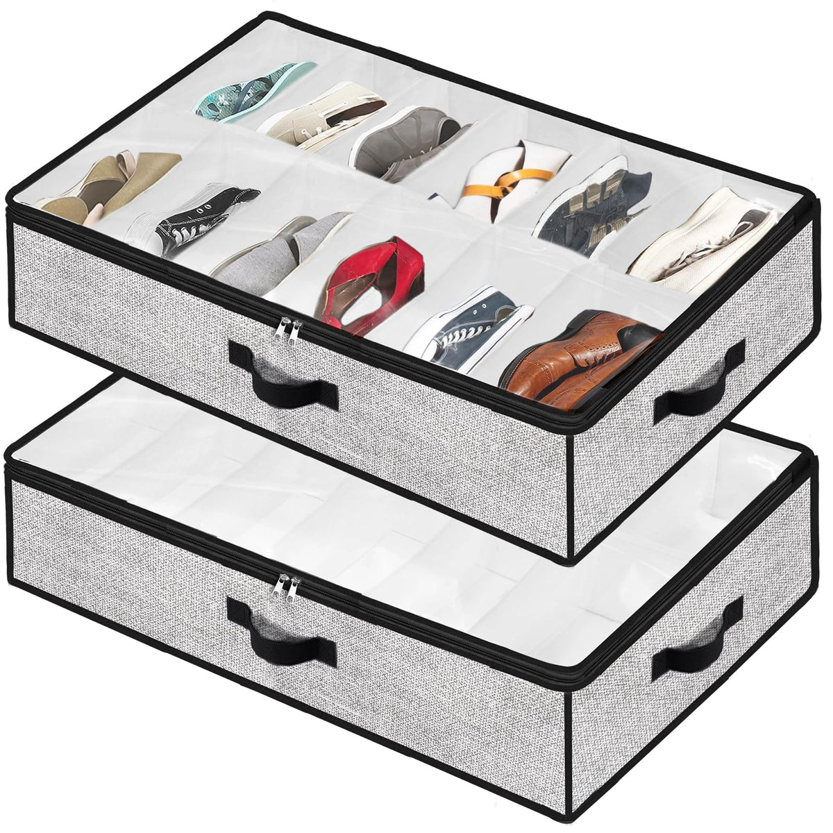 Under Bed Storage Organizer for Closet 2pc-24 Pairs Shoe Boxes