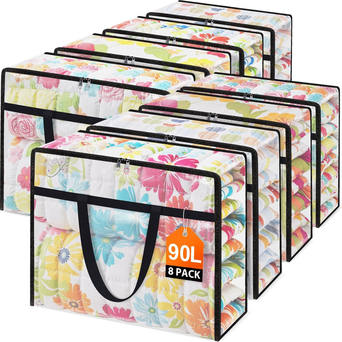 4 Packs 60L Clear Under Bed Storage Containers, Large Clothes Storage Bags