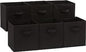Amazon Basics Collapsible Fabric Storage Cubes Organizer with Handles, Sturdy Storage Bins for Organization, 10.5" x 10.5" x 11", Beige, 6-Pack