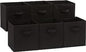 Amazon Basics Collapsible Fabric Storage Cubes Organizer with Handles, Sturdy Storage Bins for Organization, 10.5" x 10.5" x 11", Beige, 6-Pack