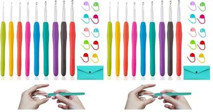 Yarniss Crochet Hooks,14 Size Ergonomic Crochet Hooks Set 2mm(B)-10mm(N)