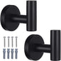 Towel Hooks Bathroom Coat Robe Wall Hook Heavy Duty Door Hanger Towel Robe Clothes Cabinet Closet Sponges Rack for Bathroom Bedroom Kitchen Hotel Pool 4 Packs Black(Drilling Installation)
