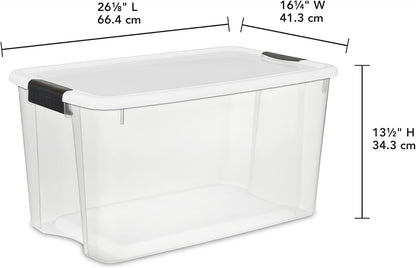 Sterilite Ultra Latch Box with Lids for Home and Office, 70 Quart, 4-Pack