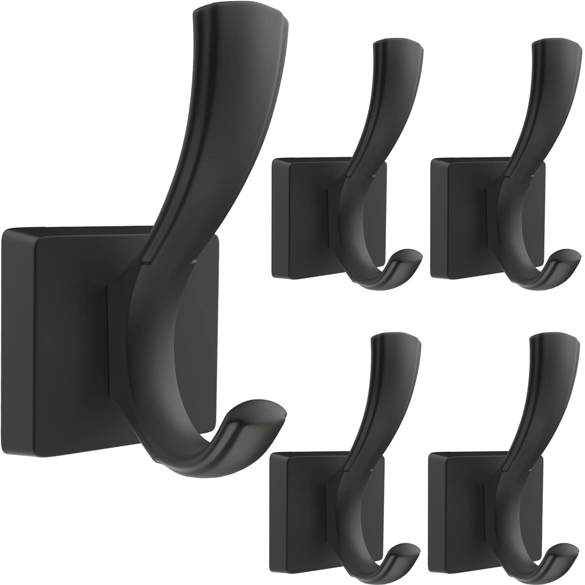 TOFIIGREM Black Towel Hooks Coat Hooks for Wall, Hand Towel Holder Robe Hook for Bathroom, Entryway Hat Hooks for Hanging Coat Towels Keys Hats (6 Pack)