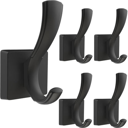 TOFIIGREM Black Towel Hooks Coat Hooks for Wall, Hand Towel Holder Robe Hook for Bathroom, Entryway Hat Hooks for Hanging Coat Towels Keys Hats (6 Pack)