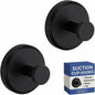 HOME SO Suction Cup Hooks for Shower & Bathroom Towel Holder 2-Pack Black
