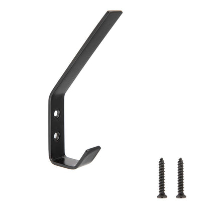 Amazon Basics Curved Zinc Robe Hook - Flat Black, 5-Pack