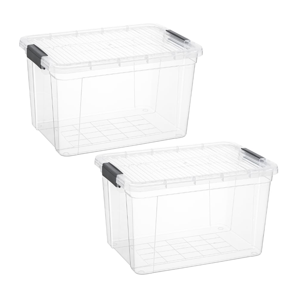 Superio 13.7 Quart Clear Plastic Storage Bin with Lid, Stackable Organizer Box, BPA-Free Storage Container for Home, Garage, School & Office, 1 Pack