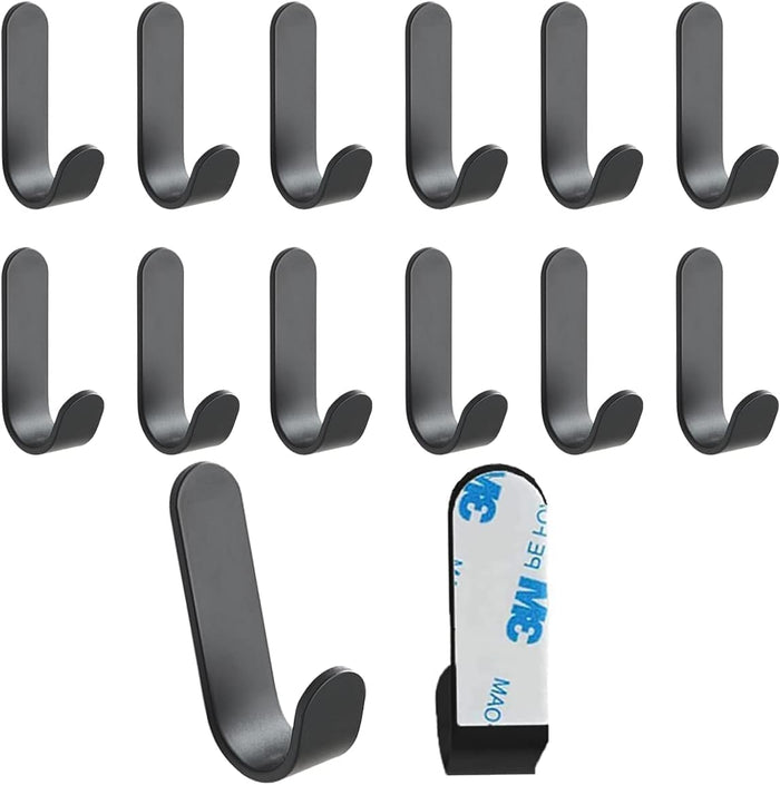 Adhesive Hooks,12 Pcs, Heavy Duty Hold 12Lbs, Stainless Steell Wall Hanger