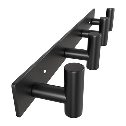 VAEHOLD Black Hat and Coat Wall Mount Rack 5 Hooks for Robes, Bags, Keys, and Towels Bathroom Towel Hanger Organizer (1 Pack)