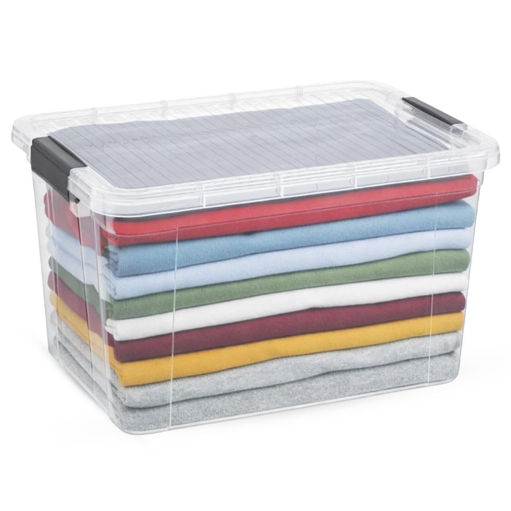 Superio 13.7 Quart Clear Plastic Storage Bin with Lid, Stackable Organizer Box, BPA-Free Storage Container for Home, Garage, School & Office, 1 Pack