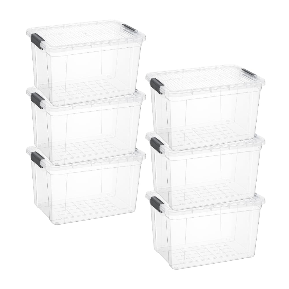 Superio 13.7 Quart Clear Plastic Storage Bin with Lid, Stackable Organizer Box, BPA-Free Storage Container for Home, Garage, School & Office, 1 Pack