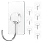 Adhesive Wall Hooks No Drill Clear Heavy Duty, 13LB Sticky 12 Pack