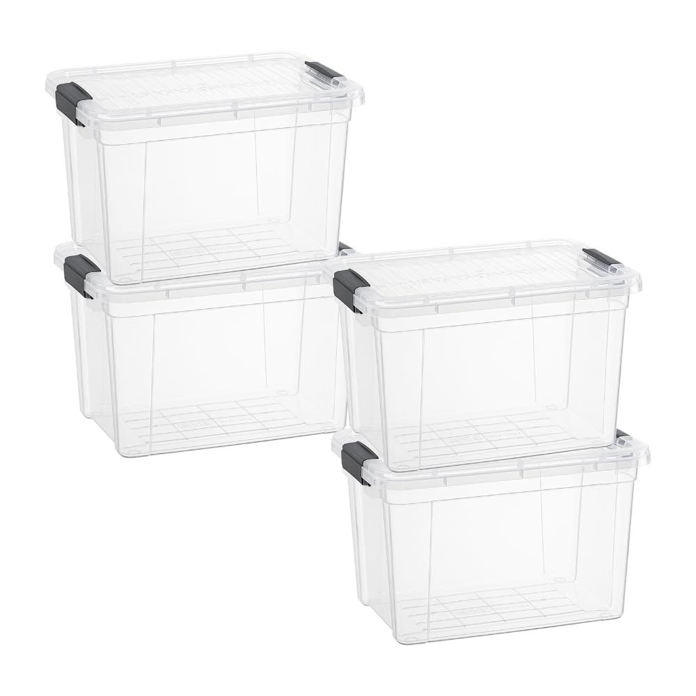 Superio 13.7 Quart Clear Plastic Storage Bin with Lid, Stackable Organizer Box, BPA-Free Storage Container for Home, Garage, School & Office, 1 Pack