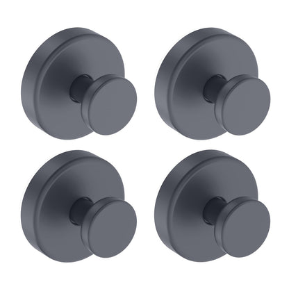 Suction Cup Hooks for Shower, Removable Towel Hooks for Bathroom Window Glass Door Wall, Bath Robe Looafh Hook for Hanging - 4 Pack, Black