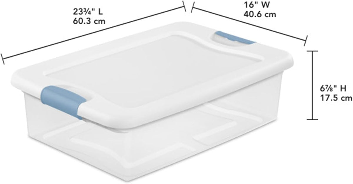 Sterilite Latching Box with Lids for Home and Office, 32 Quart, 6-Pack