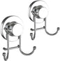 HOME SO Suction Cup Hooks for Shower & Bathroom Towel Holder 2-Pack Chrome