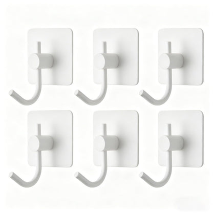 VAEHOLD 6 Pack Adhesive Wall Hooks, Heavy Duty Sticky Holder Aluminum Towel Hooks for Hanging Coat, Hat, Key, Clothes, Closet Hook Wall Mount for Kitchen, Bathroom, Office (Black)