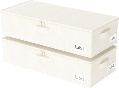 Yawinhe 27L UnderBed Storage Containers,2 Pack Closet Organizers,Beige