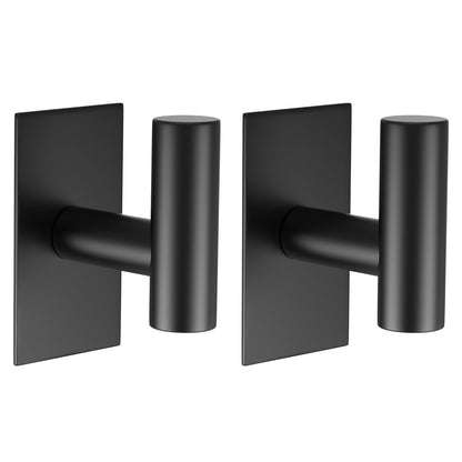 VAEHOLD Wall Towel Hooks, Heavy Duty Sticky Holder Waterproof Towel Hooks for Hanging Coat, Clothes, Closet Hook Wall Mount for Kitchen (Black, 2 Pack)