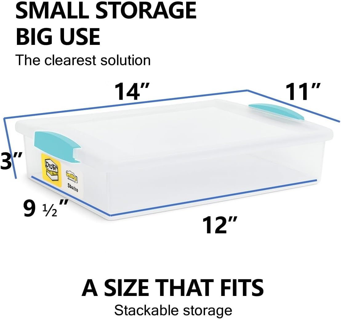 Tribello Plastic Storage Containers With Lids For Organizing, 6 Quarts - (Large - 14 x 11 x 3)