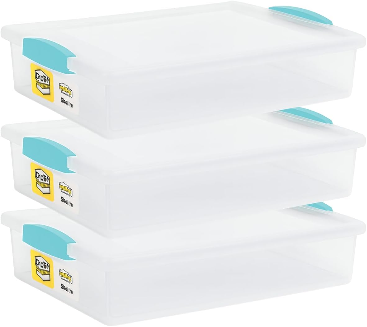 Tribello Plastic Storage Containers With Lids For Organizing, 6 Quarts - (Large - 14 x 11 x 3)