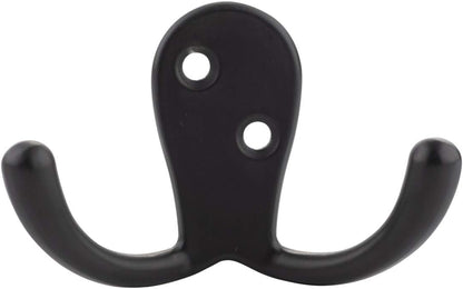 Amazon Basics Curved Zinc Robe Hook - Flat Black, 5-Pack