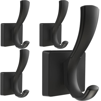 TOFIIGREM Black Towel Hooks Coat Hooks for Wall, Hand Towel Holder Robe Hook for Bathroom, Entryway Hat Hooks for Hanging Coat Towels Keys Hats (6 Pack)