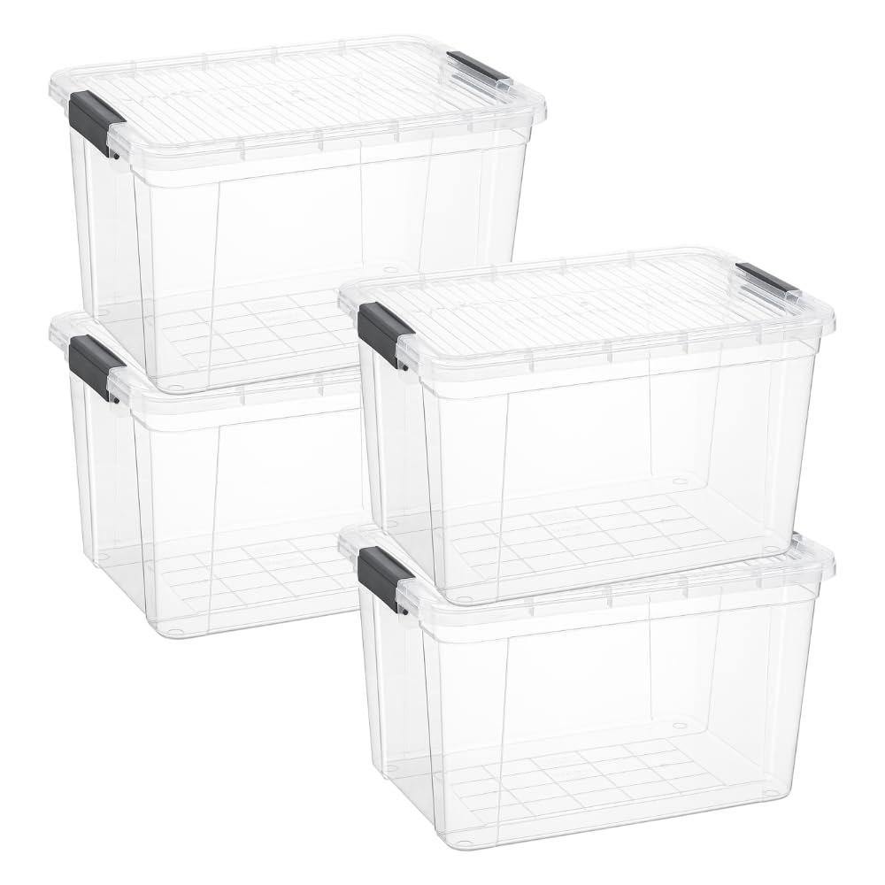 Superio 13.7 Quart Clear Plastic Storage Bin with Lid, Stackable Organizer Box, BPA-Free Storage Container for Home, Garage, School & Office, 1 Pack