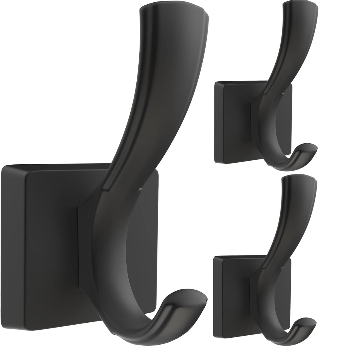 TOFIIGREM Black Towel Hooks Coat Hooks for Wall, Hand Towel Holder Robe Hook for Bathroom, Entryway Hat Hooks for Hanging Coat Towels Keys Hats (6 Pack)