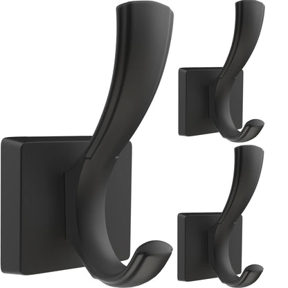TOFIIGREM Black Towel Hooks Coat Hooks for Wall, Hand Towel Holder Robe Hook for Bathroom, Entryway Hat Hooks for Hanging Coat Towels Keys Hats (6 Pack)
