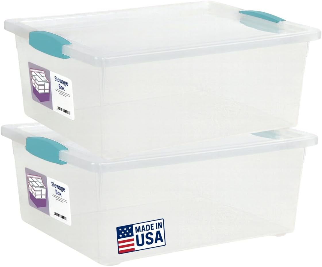 Tribello Plastic Storage Containers With Lids For Organizing, 6 Quarts - (Large - 14 x 11 x 3)