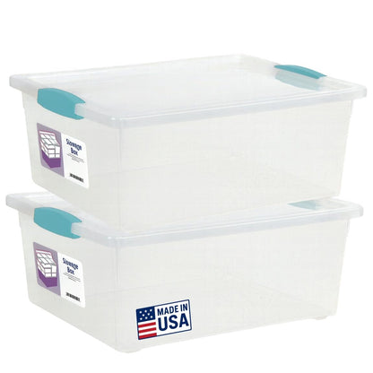 Tribello Plastic Storage Containers With Lids For Organizing, 6 Quarts - (Large - 14 x 11 x 3)