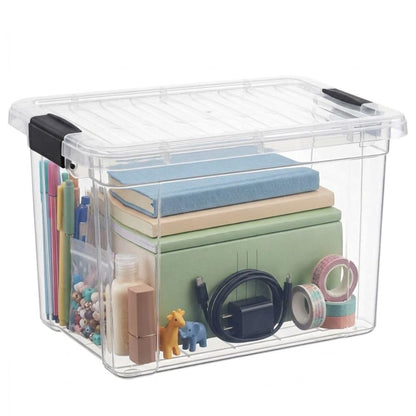 Superio 13.7 Quart Clear Plastic Storage Bin with Lid, Stackable Organizer Box, BPA-Free Storage Container for Home, Garage, School & Office, 1 Pack