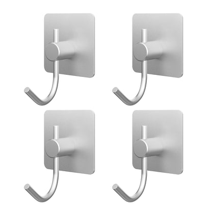 VAEHOLD 6 Pack Adhesive Wall Hooks, Heavy Duty Sticky Holder Aluminum Towel Hooks for Hanging Coat, Hat, Key, Clothes, Closet Hook Wall Mount for Kitchen, Bathroom, Office (Black)