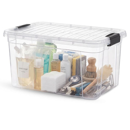 Superio 13.7 Quart Clear Plastic Storage Bin with Lid, Stackable Organizer Box, BPA-Free Storage Container for Home, Garage, School & Office, 1 Pack