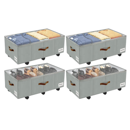 Under Bed Storage with Wheels, Dorm Room Organizer for Clothes Shoes Toys