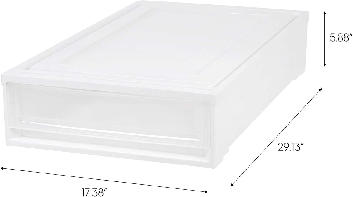IRIS USA 4-Pack, 27 Qt. Under Bed Storage Bin with Sliding Drawers, White