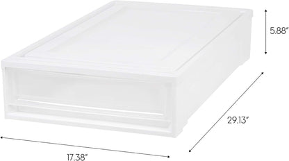 IRIS USA 4-Pack, 27 Qt. Under Bed Storage Bin with Sliding Drawers, White