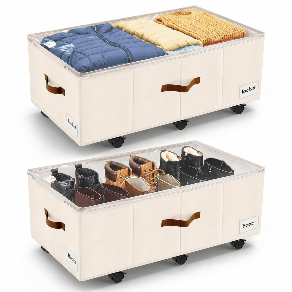 Under Bed Storage with Wheels, Dorm Room Organizer for Clothes Shoes Toys