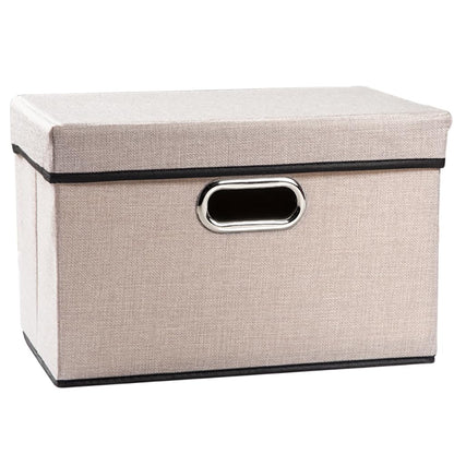 PRANDOM Large Collapsible Storage Bins with Lids [3-Pack] Linen/Cotton Blend Foldable Storage Boxes Organizer Containers Baskets Cube with Cover for Home Bedroom Closet Office Nursery(17.7x11.8x11.8)