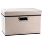 PRANDOM Large Collapsible Storage Bins with Lids [3-Pack] Linen/Cotton Blend Foldable Storage Boxes Organizer Containers Baskets Cube with Cover for Home Bedroom Closet Office Nursery(17.7x11.8x11.8)
