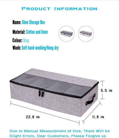 AARAINBOW 2 Packs Foldable Under Bed Clothes Organizer with Lids, Underbed Storage Container with Adjustable Dividers, UnderBed Storage Bins with Handles and Clear Window (Gray+Light Gray)
