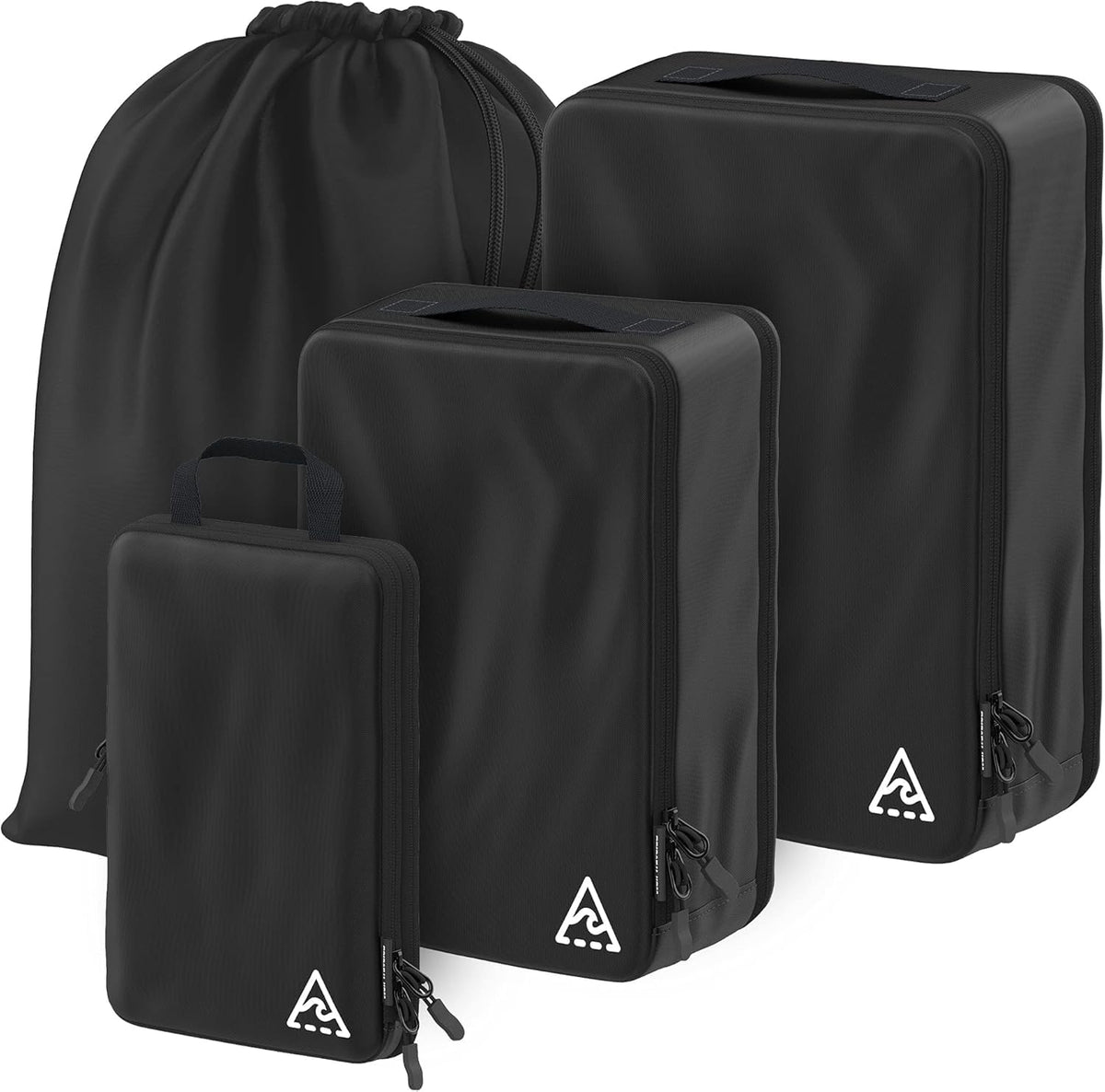 Well Traveled 8 pcs Compression Packing Bags Cubes Set with HybridMax Double-Capacity Design - Packing Cubes for Travel Compression to Maximize Limited Luggage Space, Black
