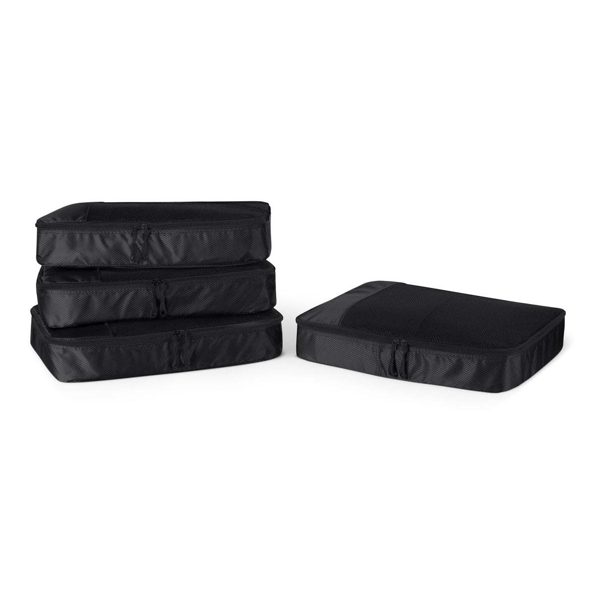 Amazon Essentials 4-Piece Packing Cubes Travel Accessories Set, Luggage Organizer, Suitcase Organizer with Double Zipper, Mesh Top, Space-Saving, Large, Gray (Previously Amazon Basics)