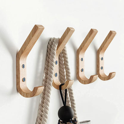 Wooden Wall Hooks Organizer Heavy Duty 6 Pack Coat Hooks for Hanging Coats