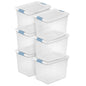 Sterilite Latching Box with Lids for Home and Office, 32 Quart, 6-Pack